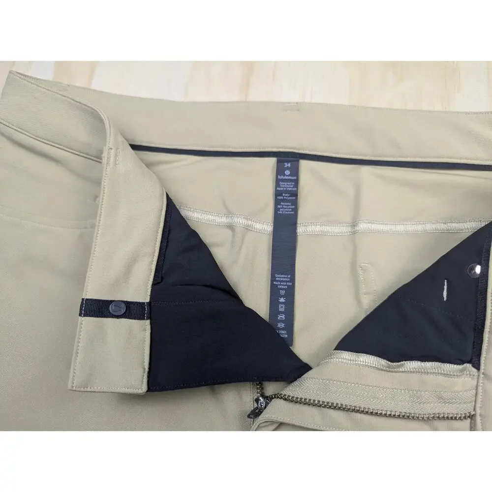Lululemon Men's 34 ABC 5-Pocket Pant Khaki Tan Warpstreme Flawed